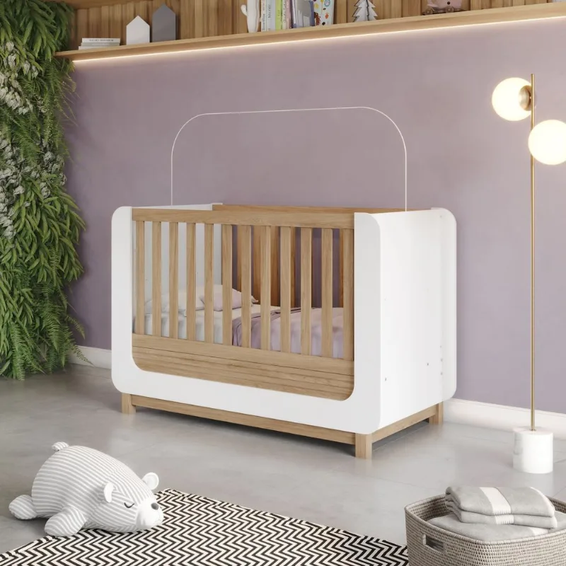 Berço Mini Cama 2 em 1 MDF Sophia Espresso Móveis Marrom Branco/Jequitibá Branco/Jequitibá