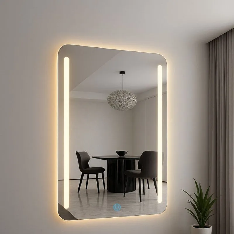 Espelheira Retangular 70x50cm Touch Led 3000k Crys Espelho Lapidado