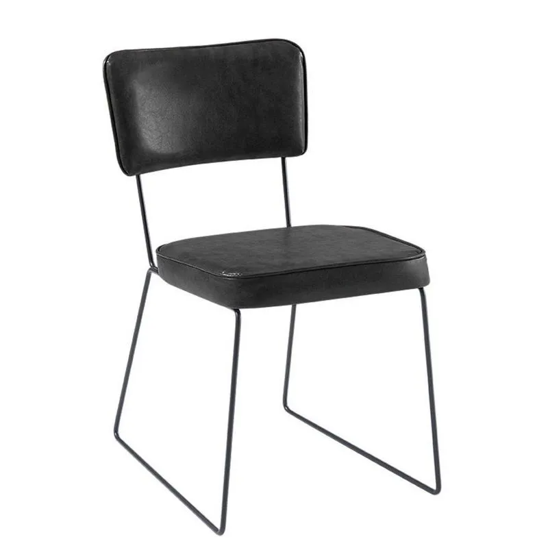 Cadeira Para Sala De Jantar Escritório Estofada Base Em Aço Roma Preto Preto