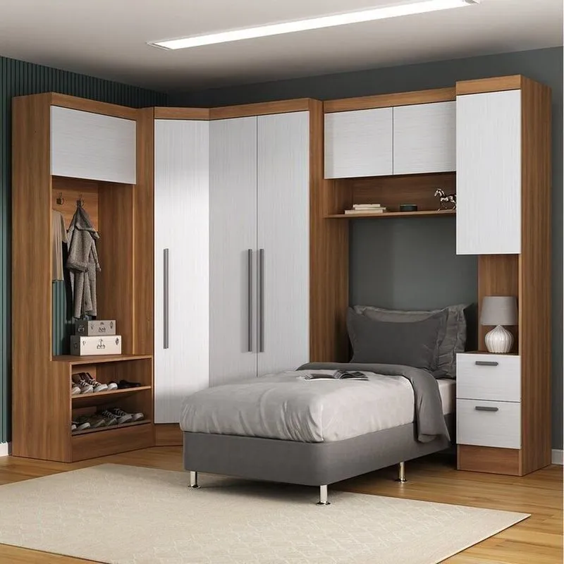 Quarto Completo Viena 7 Portas 2 Gavetas5 Peças Espresso Móveis Nogal/branco