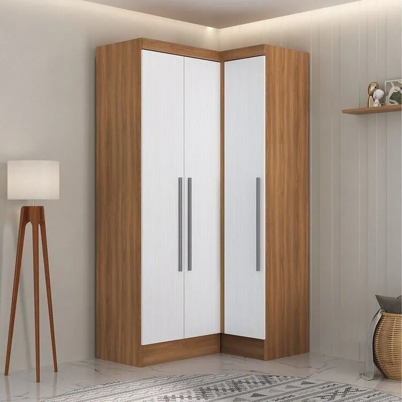 Quarto Completo 3 Portas 4 Gavetas 2 Peças Viena Espresso Móveis Nogal/Branco