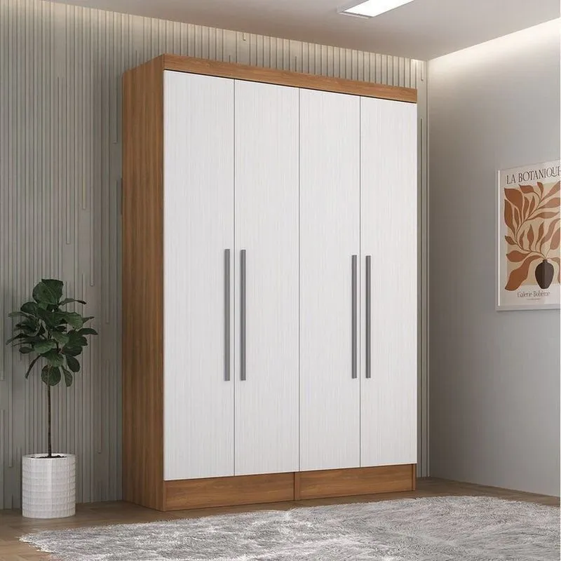 Quarto Completo 4 Portas 4 Gavetas 2 Peças Viena Espresso Móveis Nogal/branco