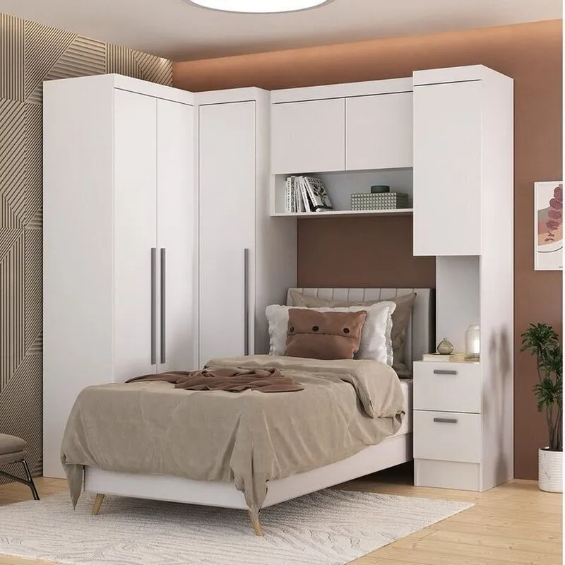 Quarto Completo 6 Portas 6 Gavetas 4 Peças Viena Espresso Móveis Branco