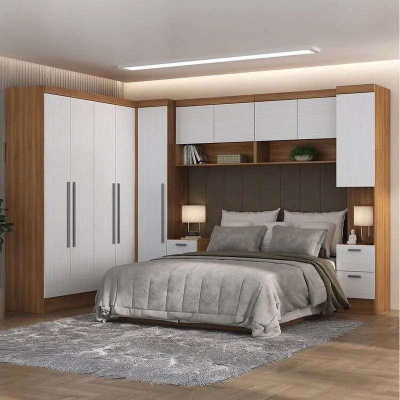 Quarto Completo 10 Portas 8 Gavetas 7 Peças Viena Espresso Móveis Nogal/branco