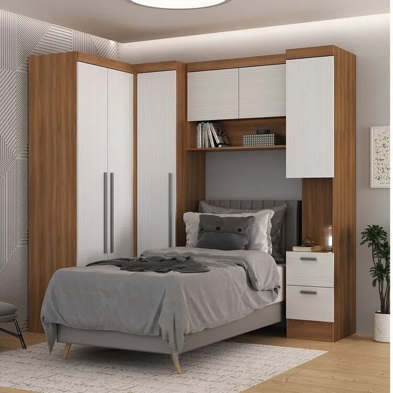 Quarto Completo 6 Portas 6 Gavetas 4 Peças Viena Espresso Móveis Nogal/branco