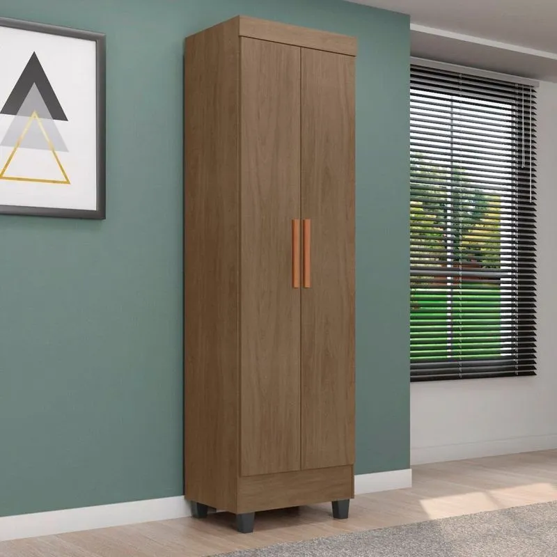 Armário Multiuso 2 Portas Com 4 Prateleiras Com Pés Lite Marrom/carvalho Oak Carvalho Oak