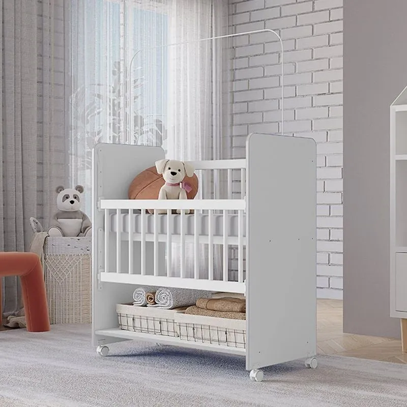 Mini Berço Grade Removível Com Colchão New Baby Branco Branco