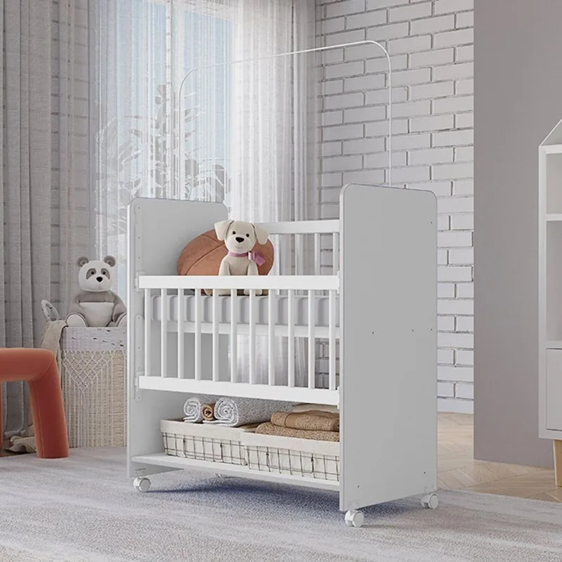 Mini Berço Grade Removível com Colchão New Baby Branco Branco