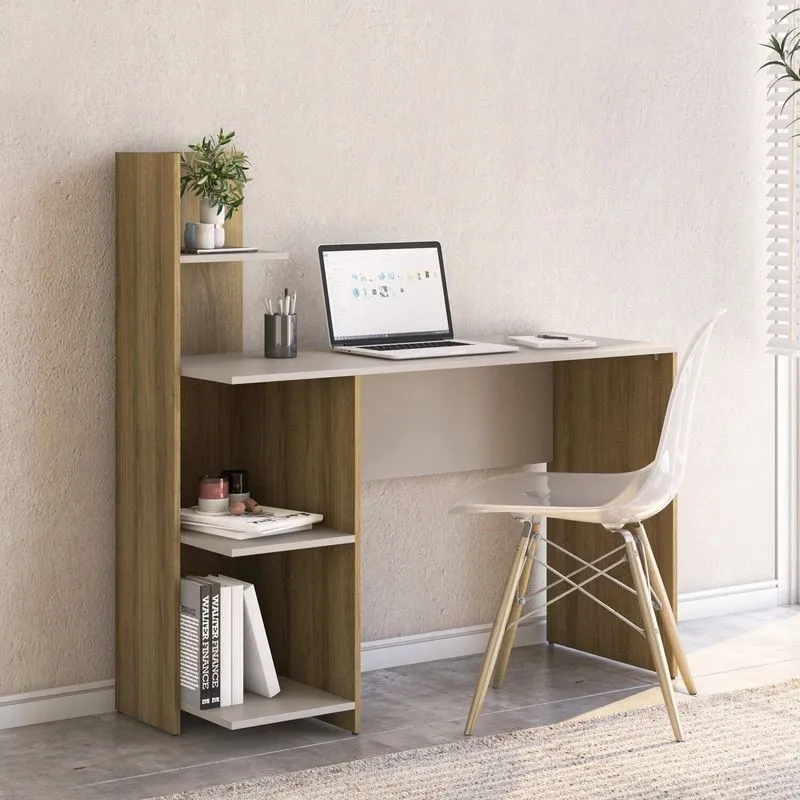 Mesa Escrivaninha De Escritório Ímola 120cm Mel E Arenas Marrom Mel/arenas