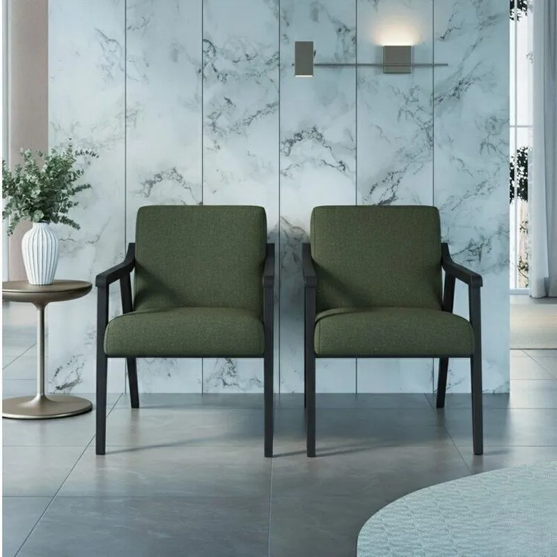 Kit 2 Poltronas Decorativas Madeira Maciça Jequitibá Tecido Algodão Flávia Preto/algodão