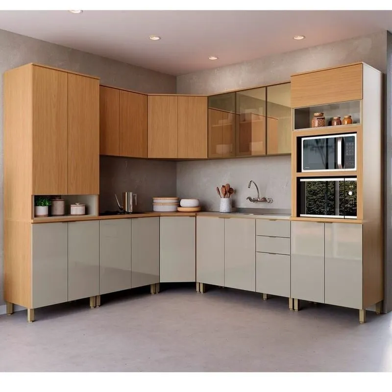 Cozinha Completa Com 8 Modulos 20 Portas E 2 Gavetas Karine Ii Angelin/nude