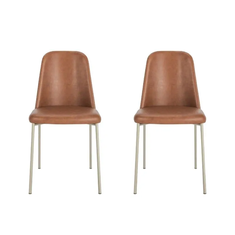Kit 2 Cadeiras Estofadas E Com Base De Aço Lucille 2 Unidades - Champanhe/caramel