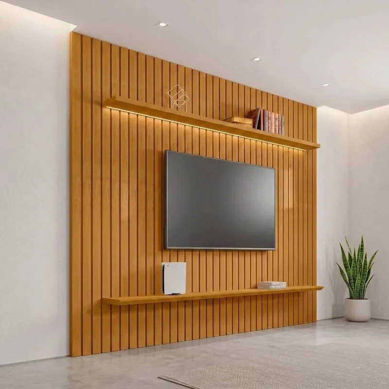Kit 2 Prateleiras Com Led 100% Mdf Roma Cinamomo