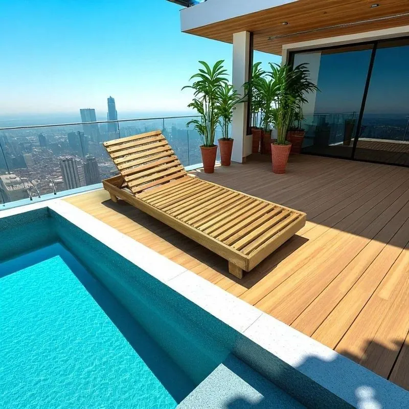 Espreguiçadeira De Piscina Reclinável De Madeira Maciça Tropical Madeiral Marrom Madeiral
