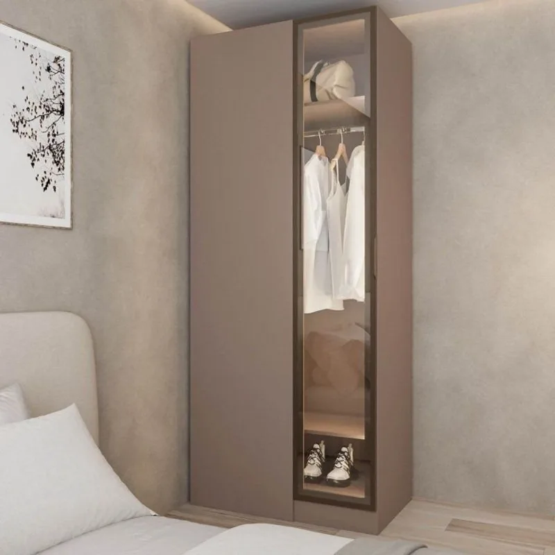 Guarda Roupa Planejado 100% MDF de Canto Linear Reflecta Orion CabeCasa MadeiraOriginals Marrom Mocha/Reflecta