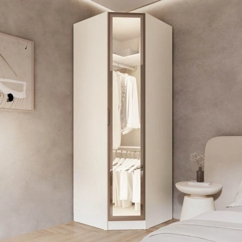 Guarda Roupa Planejado 100% MDF de Canto Oblíquo Reflecta Orion CabeCasa MadeiraOriginals Bege Aveia/Reflecta