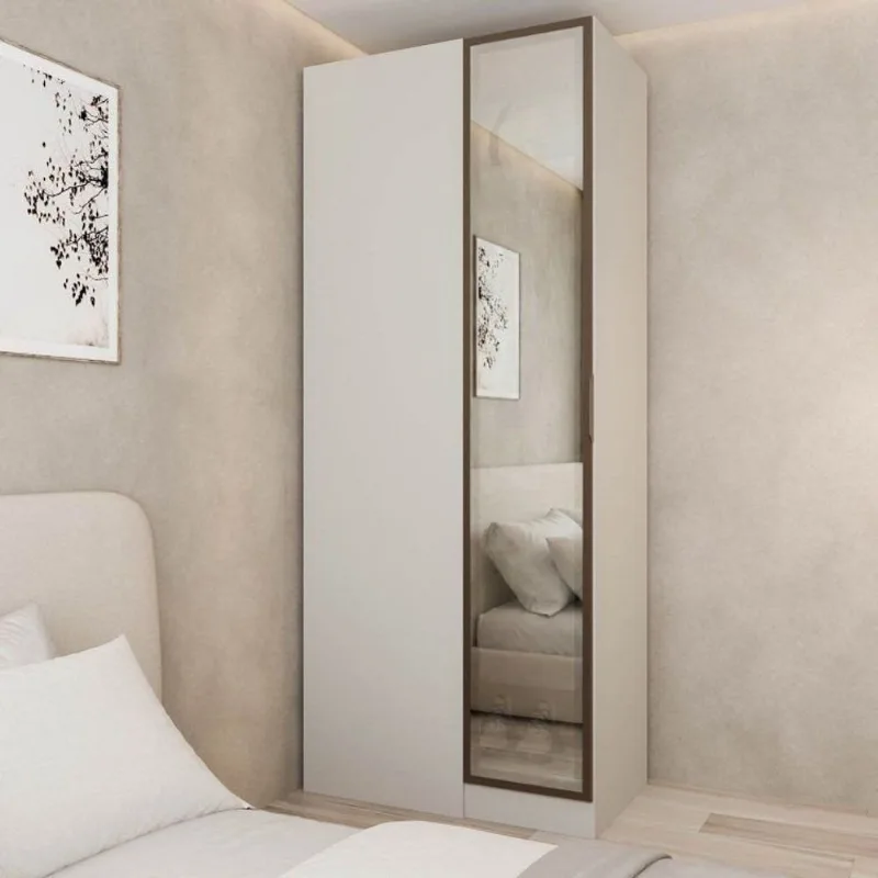 Guarda Roupa Planejado 100% MDF de Canto Linear Reflecta Orion CabeCasa MadeiraOriginals Bege Aveia/Reflecta