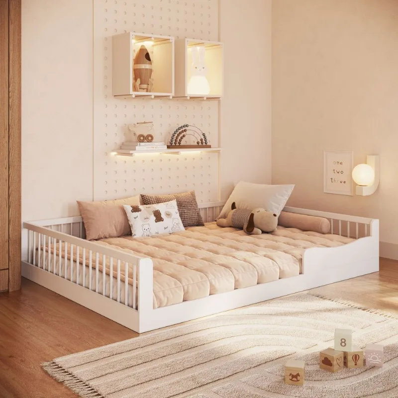 Cama Infantil Montessoriana Casal em MDP Branco Yescasa Branco