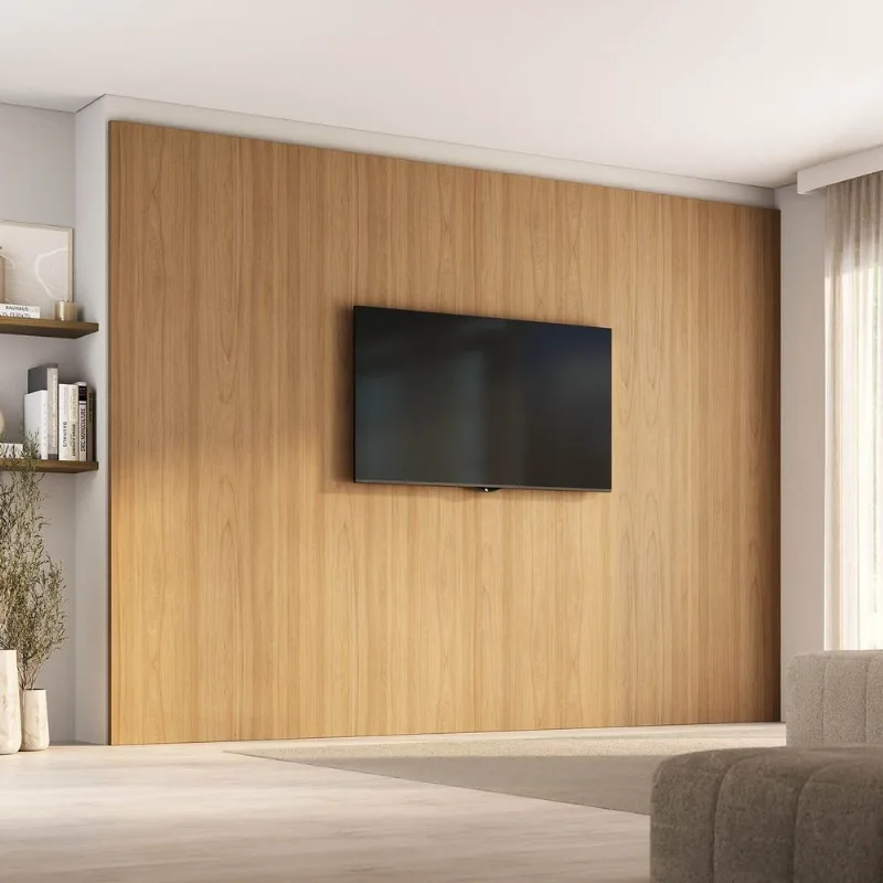 Painel Liso para TV 86 Polegadas Planejado 320x250cm Aruá CabeCasa MadeiraOriginals Marrom/Jatobá Jatoba
