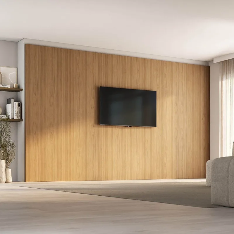 Painel Liso para TV 86 Polegadas Planejado 400x230cm Aruá CabeCasa MadeiraOriginals Marrom/Jatobá Jatoba