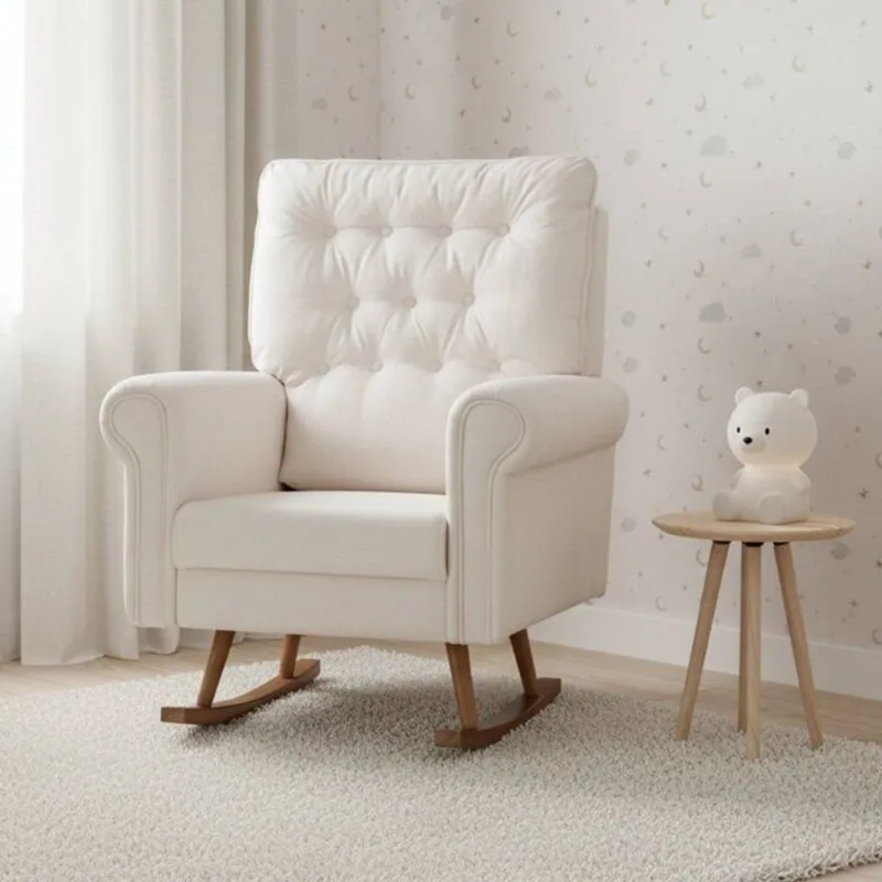 Poltrona de Amamentação Balanço em Madeira Maciça Nina Branco Off White Off White