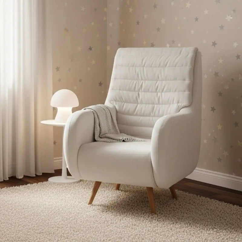 Poltrona de Amamentação Pés Madeira Zen Branco Branco