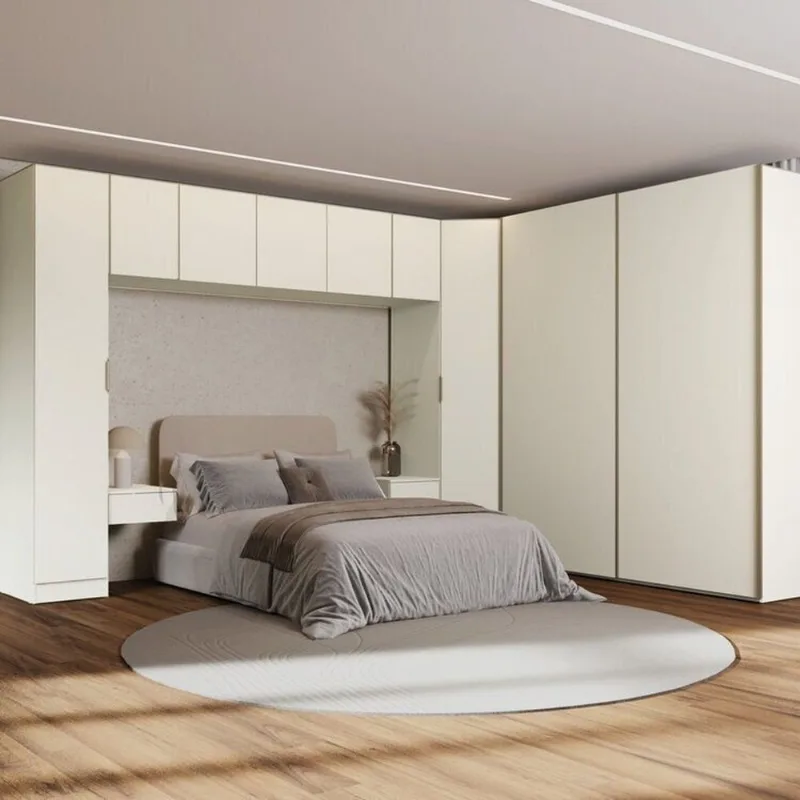 Guarda-Roupa Planejado de Canto Obliquo 8 Peças 9 Portas Orion CabeCasa MadeiraOriginals Bege/Aveia Aveia