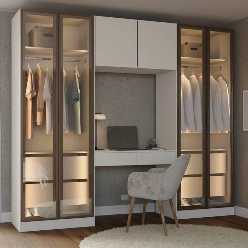 Guarda-Roupa Planejado 4 Peças com 6 Portas Orion CabeCasa MadeiraOriginals Bege Aveia/Reflecta