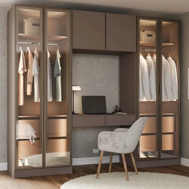 Guarda-Roupa Planejado 4 Peças com 6 Portas Orion CabeCasa MadeiraOriginals Marrom Mocha/Reflecta