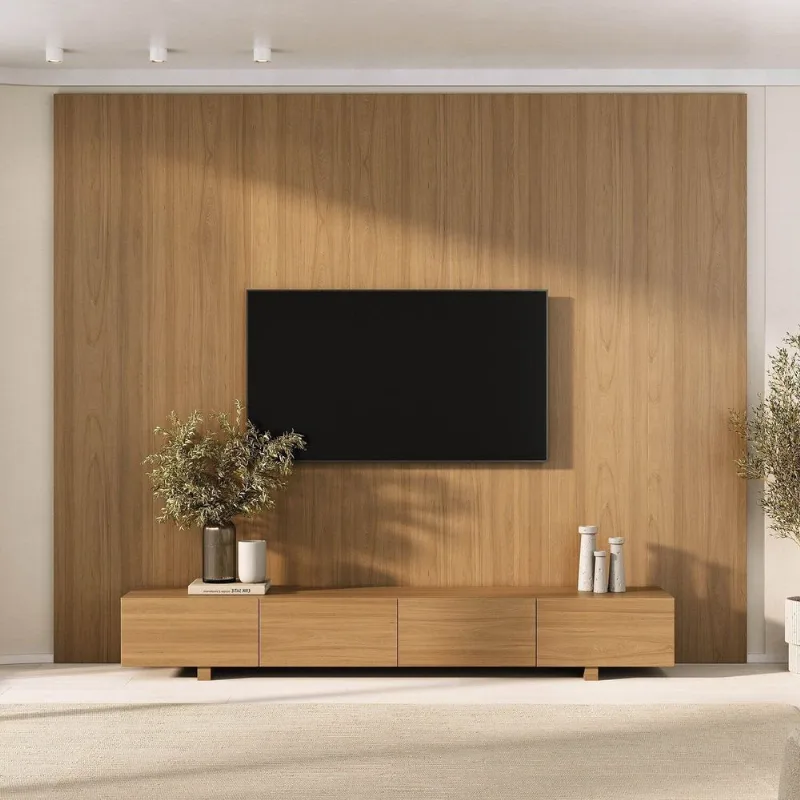 Rack com Painel Liso TV até 86 Polegadas Planejado 280x230cm Aruá CabeCasa MadeiraOriginals Marrom Jatobá Jatoba
