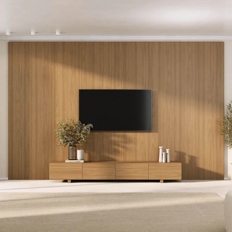 Rack com Painel Liso TV até 86 Polegadas Planejado 360x230cm Aruá CabeCasa MadeiraOriginals Marrom Jatobá Jatoba
