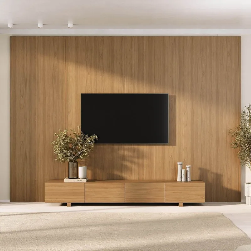 Rack com Painel Liso TV até 86 Polegadas Planejado 320x230cm Aruá CabeCasa MadeiraOriginals Marrom Jatoba