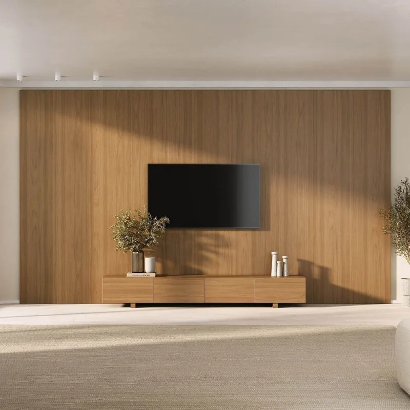 Rack com Painel Liso TV até 86 Polegadas Planejado 400x250cm Aruá CabeCasa MadeiraOriginals Marrom Jatobá Jatoba