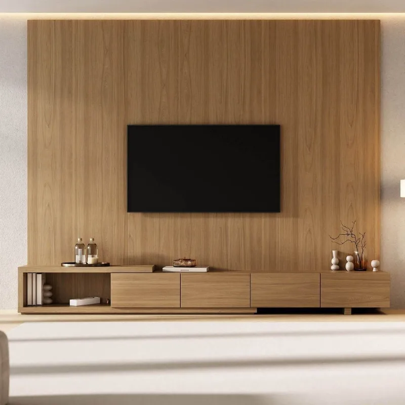 Rack Extensível com Painel TV 86 Polegadas Planejado 280x230cm Aruá CabeCasa MadeiraOriginals Marrom Jatoba