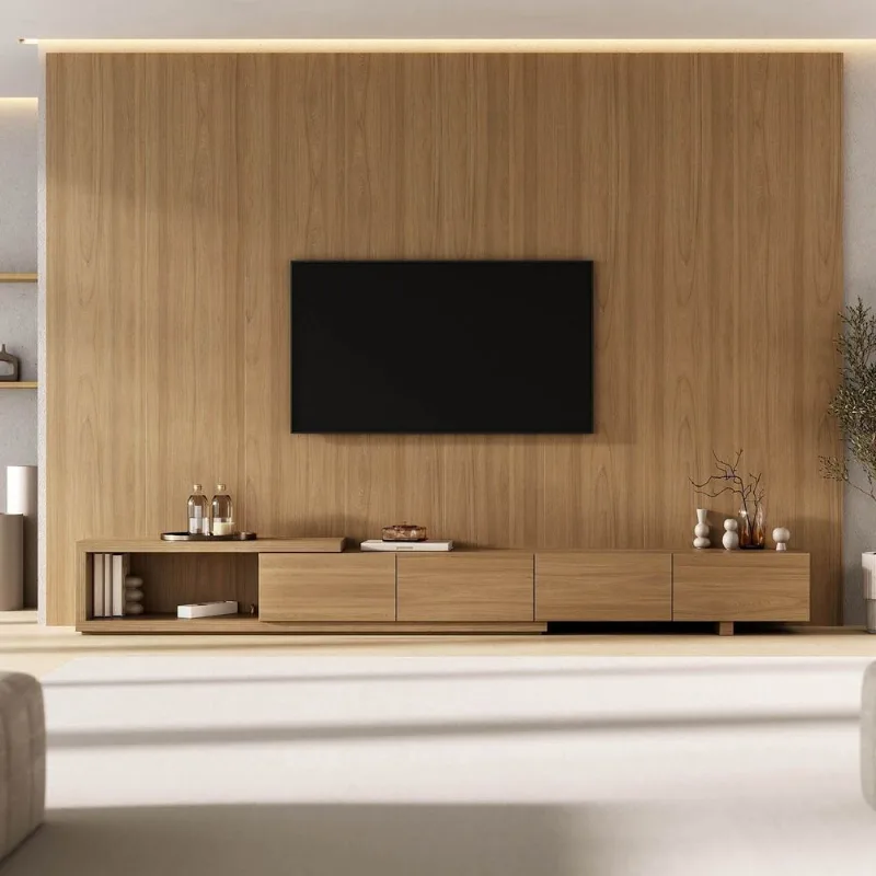 Rack Extensível com Painel TV 86 Polegadas Planejado 320x250cm Aruá CabeCasa MadeiraOriginals Marr Jatoba