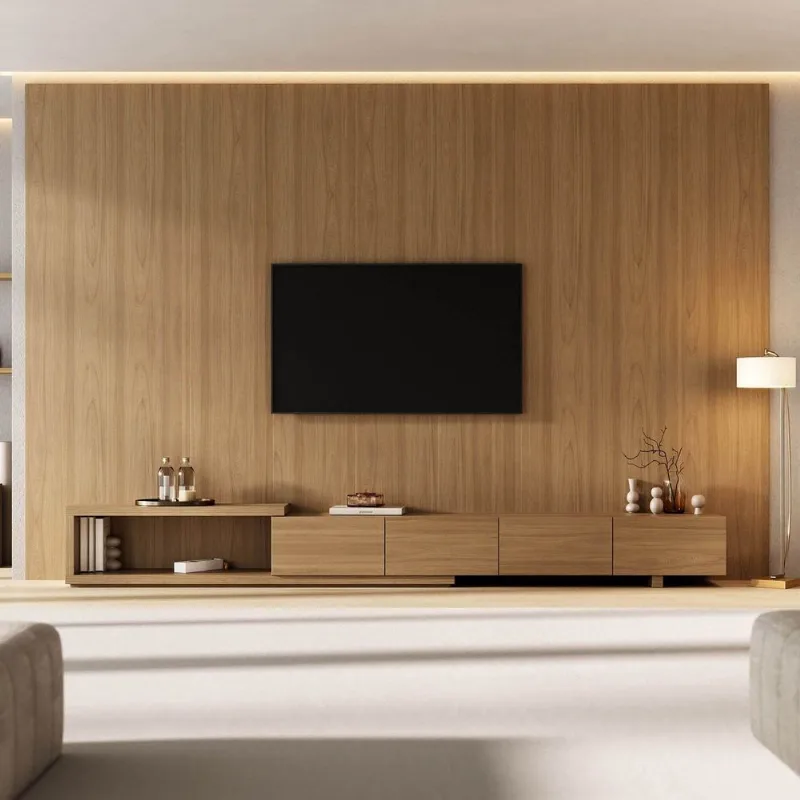 Rack Extensível com Painel TV 86 Polegadas Planejado 360x250cm Aruá CabeCasa MadeiraOriginals Marr Jatoba