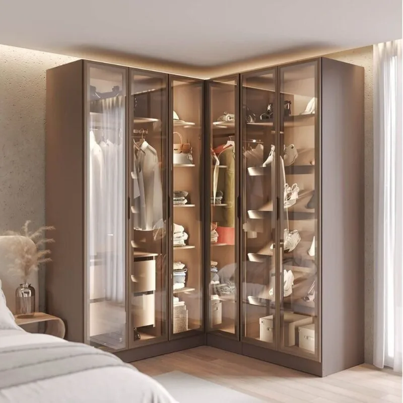Guarda Roupa Planejado de Canto Linear 4 Peças 6 Portas Reflectas Orion CabeCasa MadeiraOriginals Marrom/Mocha Mocha