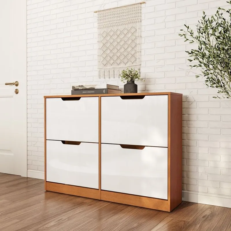 Sapateira Para Quarto 24 Pares Madrid Branco/Freijó