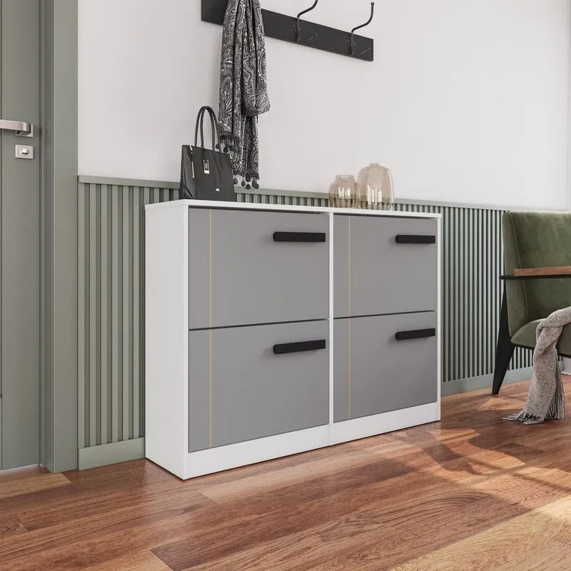 Sapateira Para Quarto 24 Pares Lisboa Cinza/branco