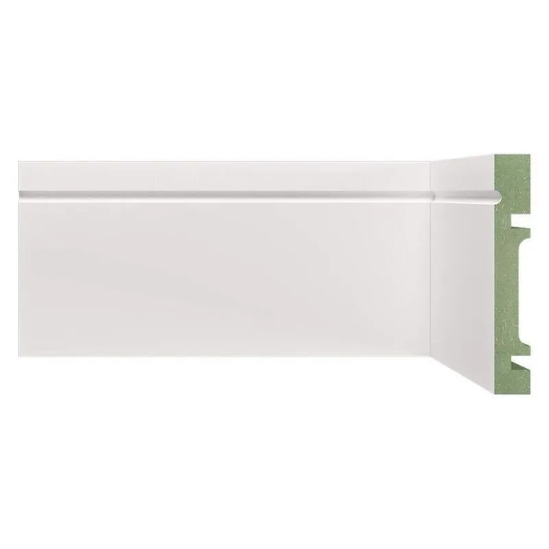 Kit Rodapé De Mdf 27m Linear 10cm X 1,5cm X 240cm Com Friso 1003 Branco