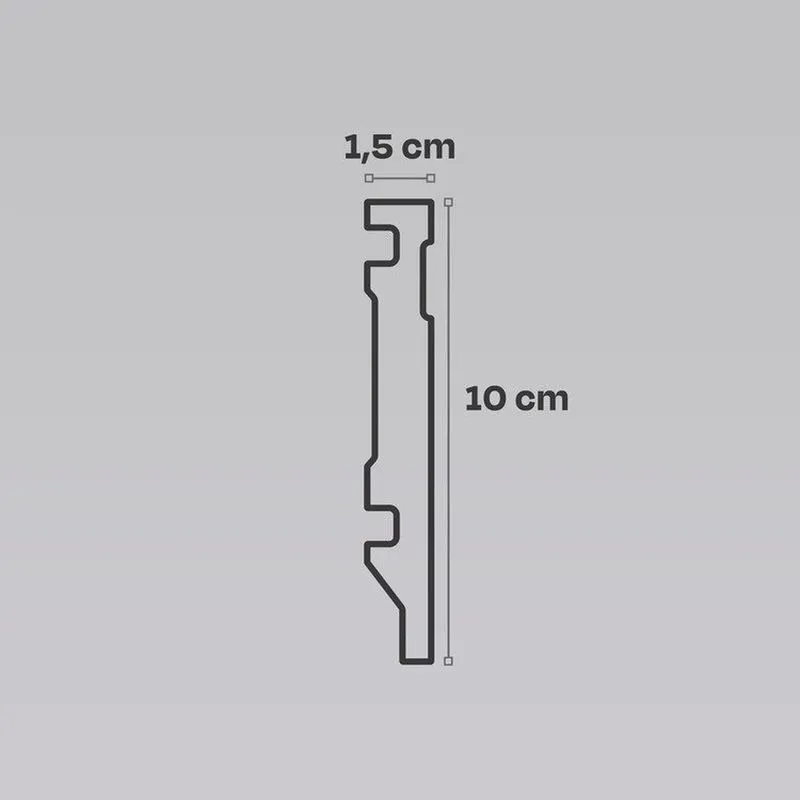 Kit 10m Linear Rodapé Pvc Edge Branco Frisado 10cm X 15mm X 2m Branco