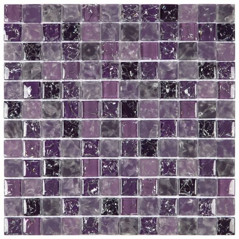 Kit 1m² Pastilha De Vidro Ice 30cm X 30cm Lilás
