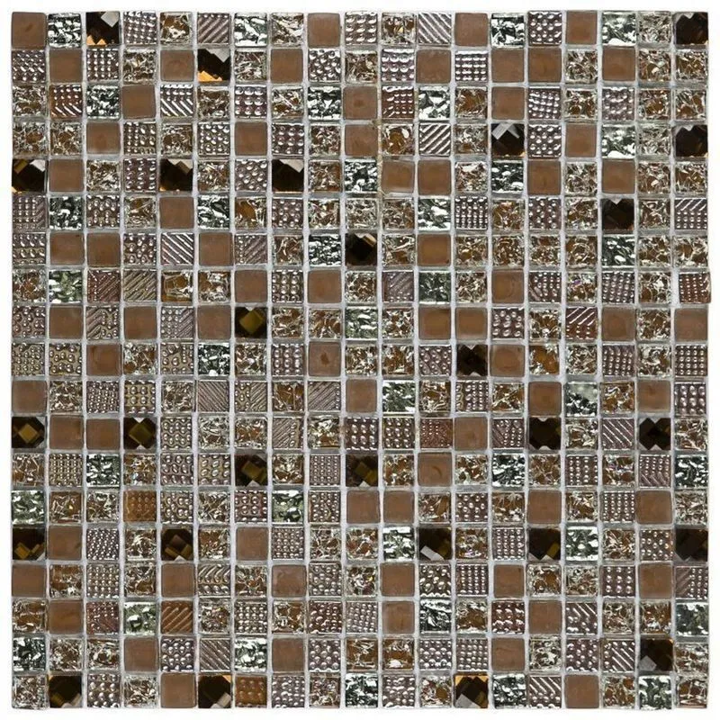 Kit 1m² Pastilha De Vidro E Mesclada 30cm X 30cm Marrom