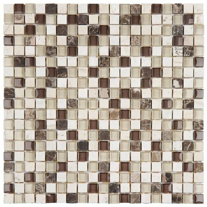 Kit 1m² Pastilha De Vidro Marmore 30cm X 30cm Marrom