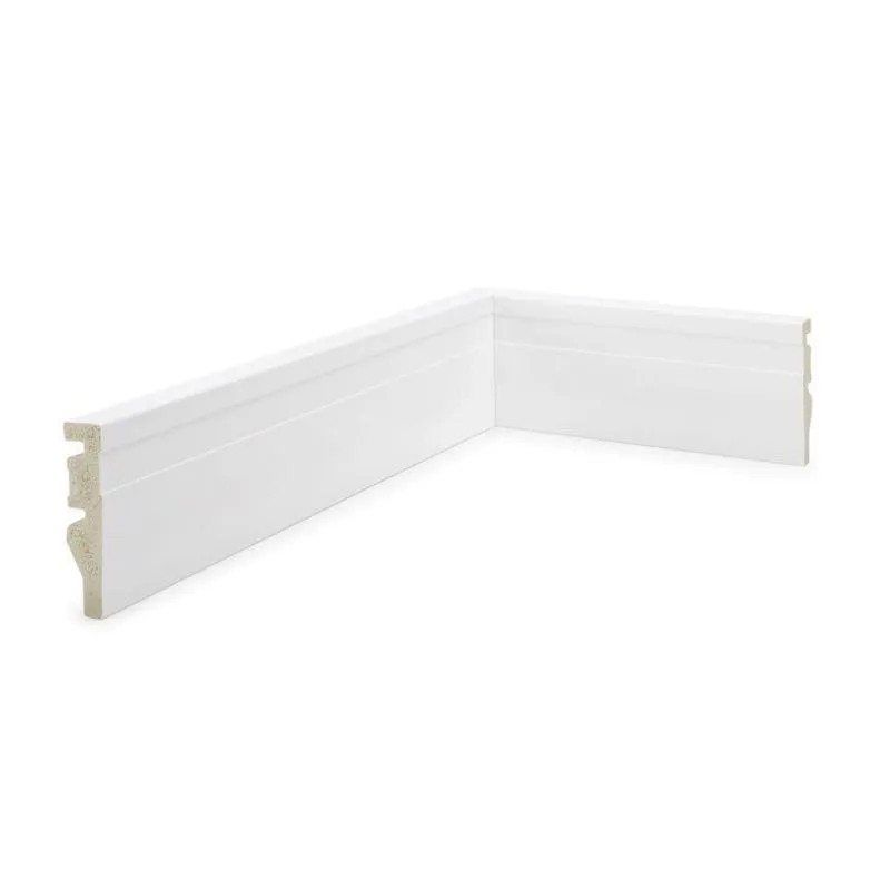 Kit 24m Linear Rodapé De Poliestireno 7cm X 1,5cm X 240cm Frisado Nfr Branco