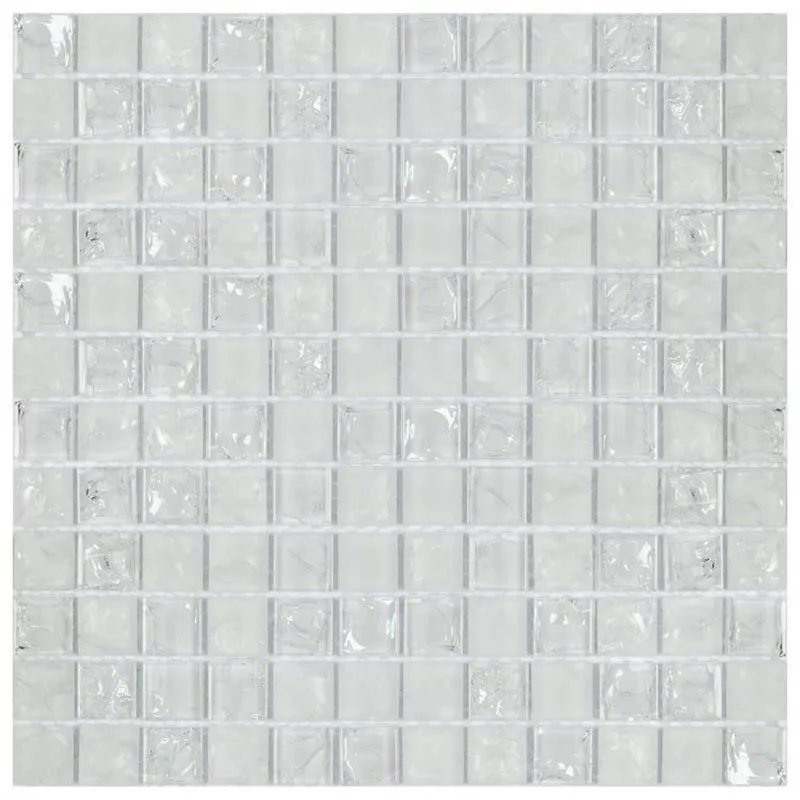 Kit 1m² Pastilha De Vidro Ice 30cm X 30cm Branco Quebrado