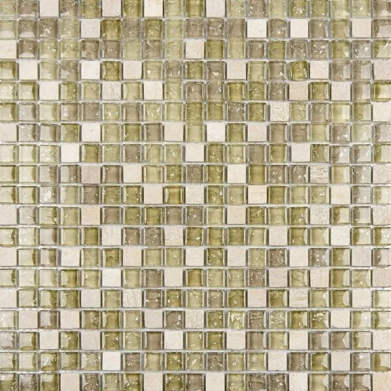 Kit 1m² Pastilha De Vidro Mesclada 30cm X 30cm Creme Craquelada
