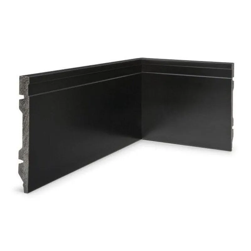 Kit 96m Linear Rodapé De Poliestireno 15cm X 1,5cm X 240cm Frisado Nfr Preto