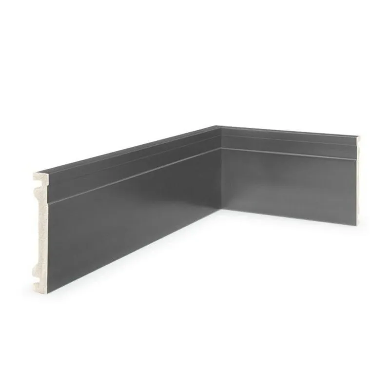 Kit 24m Linear Rodapé De Poliestireno 10cm X 1,5cm X 240cm Frisado Nfr Cinza