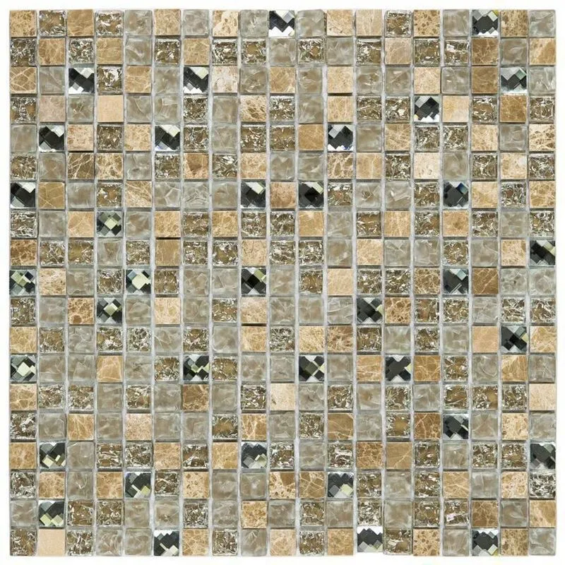 Kit 1m² Pastilha De Vidro E Mesclada 30cm X 30cm Bege